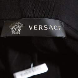 Versace Black Logo Print Cotton Elasticized Waist Jogger Pants M