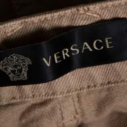 Versace Beige Denim Perforated Straight Leg Jeans L