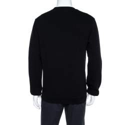 Pre Owned Versace Black Cotton Medusa Embroidered Sweatshirt L