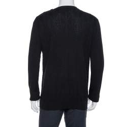 Versace Black Diamond Pattern Rib Knit Sweater XXL