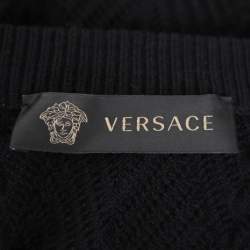 Versace Black Diamond Pattern Rib Knit Sweater XXL