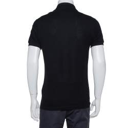 Pre Owned Versace Black Cotton Pique Contrast Collar Detail Polo T-Shirt S