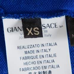 Pre Owned Versace Royal Blue Cotton Pique Button Front T-Shirt XS