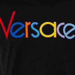 Pre Owned Versace Black Cotton Logo Embroidered Crewneck T-Shirt S