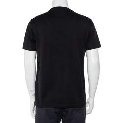 Pre Owned Versace Black Cotton Logo Embroidered Crewneck T-Shirt S