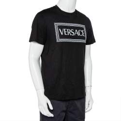 Versace Black Logo Printed Cotton Crewneck T-Shirt M