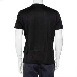 Versace Black Logo Printed Cotton Crewneck T-Shirt M