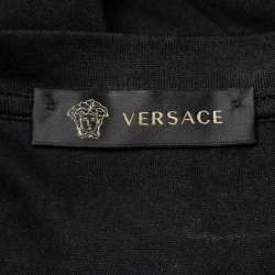 Versace Black Logo Printed Cotton Crewneck T-Shirt M