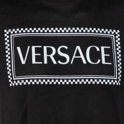 Versace Black Logo Printed Cotton Crewneck T-Shirt M
