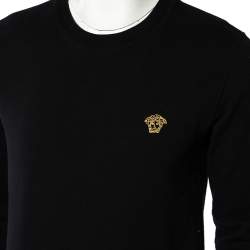 Versace Black Cotton Medusa Embroidered Logo Sweatshirt S