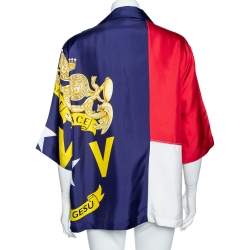 Pre Owned قميص فيرساتشي ميدوسا حرير بطبعة باروك كتل ملونة مقاس متوسط - ميديوم