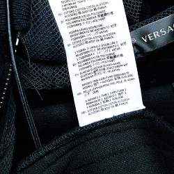 Pre Owned Versace Black Velvet Medusa Patch Detail Hooded Jacket L