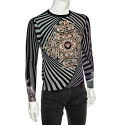 Versace Multicolor Printed Wool & Silk Knit Sweater M