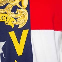Versace Colorblock Logo Printed Cotton Short Sleeve T-Shirt L 