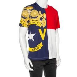 Versace Colorblock Logo Printed Cotton Short Sleeve T-Shirt L 