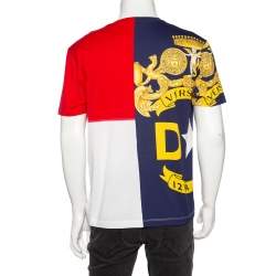 Versace Colorblock Logo Printed Cotton Short Sleeve T-Shirt L 
