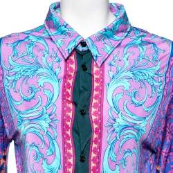 Pre Owned Versace Multicolor Jersey Baroque Print Long Sleeve Shirt XXXS