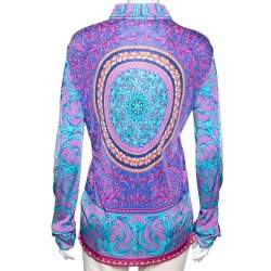 Pre Owned Versace Multicolor Jersey Baroque Print Long Sleeve Shirt XXXS