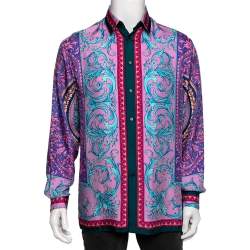 Pre Owned Versace Multicolor Baroque Print Silk Long Sleeve Shirt M