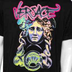 مملوكة مسبقًا Versace Black Medusa Printed Cotton Short Sleeve T-Shirt L