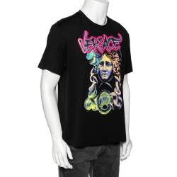 مملوكة مسبقًا Versace Black Medusa Printed Cotton Short Sleeve T-Shirt L
