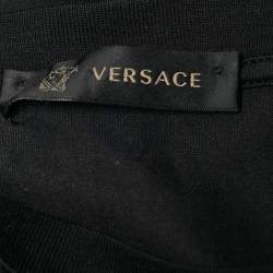 Pre Owned Versace Black Cotton Versace Embroidered Crew Neck T-Shirt L