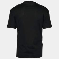Pre Owned Versace Black Cotton Versace Embroidered Crew Neck T-Shirt L