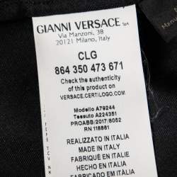 Versace Black Printed Silk Button Front Long Sleeve Shirt XL