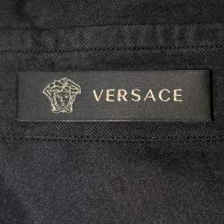 Versace Black Printed Silk Button Front Long Sleeve Shirt XL