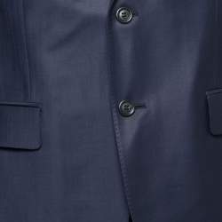 Pre Owned Versace Blue Wool Single-Breasted Suit L