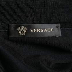 Pre Owned Versace Black Cotton Zip Detail Short Sleeve T-Shirt XXL