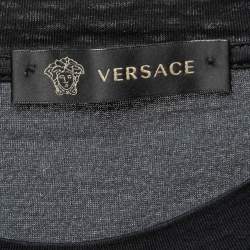 Pre Owned Versace Black Baroque Medusa Print Cotton T-Shirt M