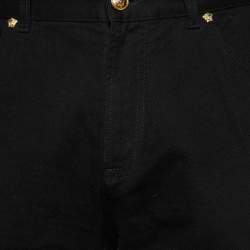Versace Black Denim Medusa Detail Slim Fit Jeans L Waist 35"