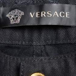 Versace Black Denim Medusa Detail Slim Fit Jeans L Waist 35"