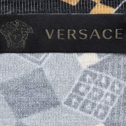 Pre Owned Versace Black Multicolor Printed Silk Knit Sweater M