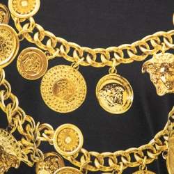 Versace Black Baroque Chain Printed Cotton T-Shirt L