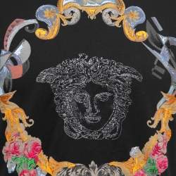 Versace Black Cotton Medusa Embroidered Short Sleeve T-Shirt S