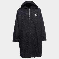 Versace Black Monogram Synthetic Rain Jacket 2XL