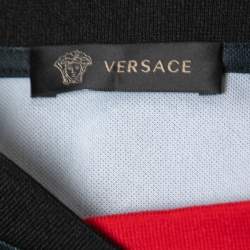 Pre Owned Versace Black & Red Jersey Logo Football T-Shirt M