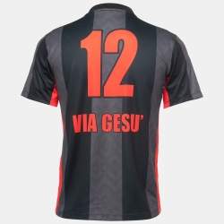 Pre Owned Versace Black & Red Jersey Logo Football T-Shirt M