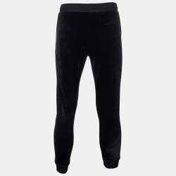 Versace Black Medussa Embroidered Velvet Joggers M