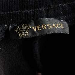Versace Black Medussa Embroidered Velvet Joggers M