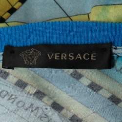Versace Blue/Multicolor Printed Knit T-Shirt M