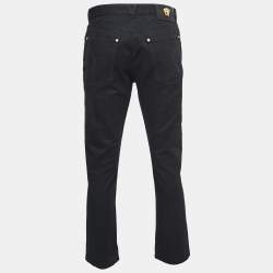 Pre Owned Versace Black Denim Jeans L Waist 34"