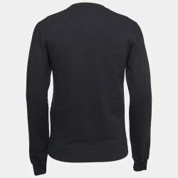 Versace Black Logo Embroidered Cotton Crew Neck Sweatshirt S