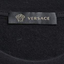 Versace Black Logo Embroidered Cotton Crew Neck Sweatshirt S