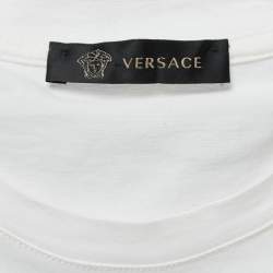 Pre Owned Versace White Cotton Medusa Embellished Short Sleeve T-Shirt S
