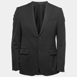 Versace Black Wool Blend Single Breasted Blazer S