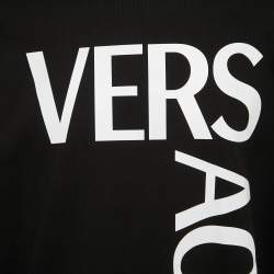 Pre Owned Versace Black Logo Printed Cotton Knit Mitchel Fit Sweatshirt XL