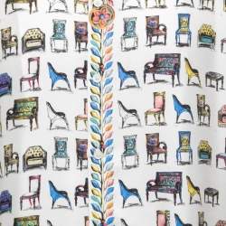 Versace Multicolor Chair Print Silk Button Front Full Sleeve Shirt L